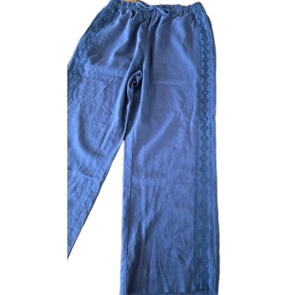 Christopher & Banks New Wide Leg Pant High Rise Drawstring Chevron Size M (235)